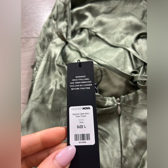 Fashion Nova Special Date Satin Maxi Dress - Olive - Picture 9 of 15